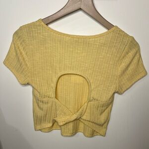 Cute Cut Out Yellow Crop Top Size Medium